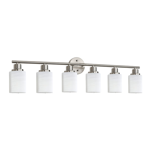 English Elm 39" Modern 6-Light Vanity Wall Sconce With Frosted Glass Shades For Stylish Bathroom Or Hallway Lighting W2312P374811