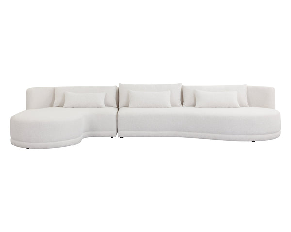 Sunpan Laken Sofa Chaise - Elegant Boucle Upholstered Design for Maximum Comfort and Modern Living Spaces Left Arm Facing - 159W x 70.5D x 30H