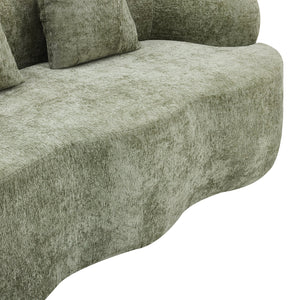 English Elm Green Curved Loveseat Sofa with Round Armrest, Foam & Spring Comfort, 2 Pillows, No Assembly, Compact W3612P348746