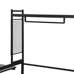 English Elm Twin Metal Daybed With Movable Desk, Shelves, Clothes Hanger & Industrial Design For Small Spaces N737P199195B-GIGA