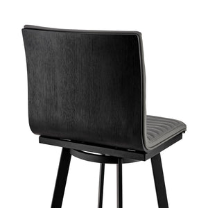 English Elm Nikole Swivel Counter Stool Matte Black Steel Base with Gray Faux Leather Seat B2736P464887