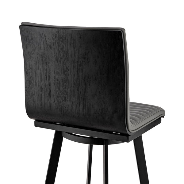 English Elm Nikole Swivel Counter Stool Matte Black Steel Base with Gray Faux Leather Seat B2736P464887