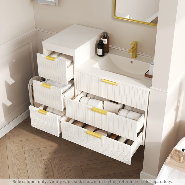 English Elm Wall Mounted Floating Cabinet with Adjustable Height and Modular Design for Custom Bathroom Storage White N710P324099K