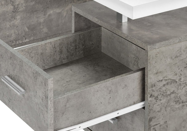 English Elm Computer Desk For Home Office - Reversible Design, Ample Storage, Modern Style In White & Grey B2710P219865
