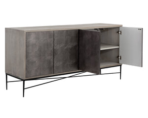 Sunpan Algarve Sideboard - Mid-Century Modern Design with Solid Mango Wood and Unique Artisan Craftsmanship Grey