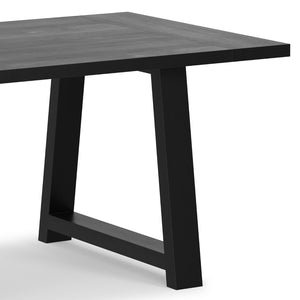 English Elm Whitley Solid Mango Wood Farmhouse Dining Table Trestle Base Seats Six Black B136P420749