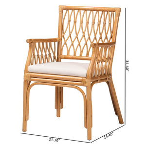 English Elm Bohemian Natural Rattan Accent Chair with Braided Arms for Eclectic Living Rooms B2750P467763