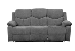 English Elm Kalen Gray Chenille Motion Sofa with Drop-Down Table, Cup Holders, Pillow-Top Arms & Pocket Coil Support B2726P253087