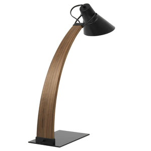 English Elm Noah Mid-Century Desk Lamp Walnut & Black by LumiSource — Adjustable Shade, Wood Arch, Retro Modern Style B202P224220