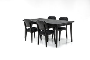 English Elm Haelen Midnight Open Back Dining Chair Set of 2 - Black Fabric, Acacia Legs, 19" Seat Height, Modern Design B2736P354338