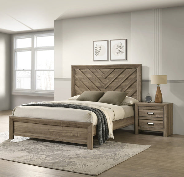 English Elm 1pc Contemporary Two-Drawer Nightstand 23.6"x15.9"x23.6" Warm Wood Finish Metal Pulls Stylish Bedroom Storage B2741P383315