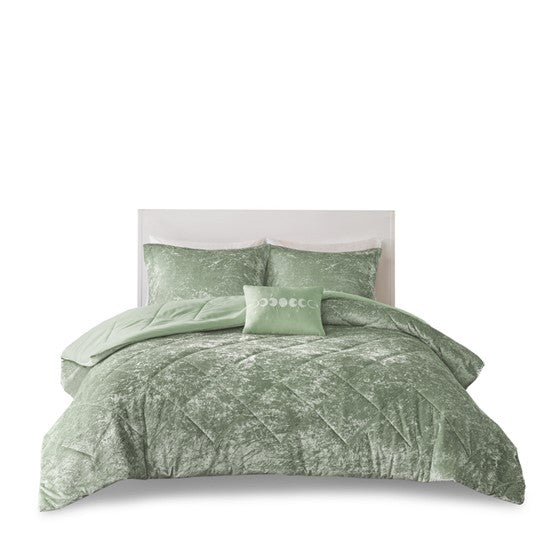 English Elm King/Cal Velvet Comforter Set with Quilted Crushed Velvet, King Shams & Embroidered Throw Pillow, Plush Luxe Bedding 92" B035P203259