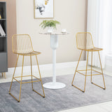 English Elm Homcom Modern Bar Stools, Metal Wire Bar Height Barstools, 30" Seat Height Bar Chairs For Kitchen With Back and Footrest, Set Of 2, Gold