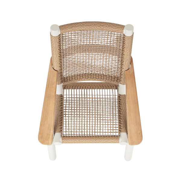 English Elm Jennifer Taylor Home - Atlas Adirondack Chair Natural Beige | All-Weather Wicker, Teak Armrests, Rust-Resistant Aluminum, Relaxed Recline Comfort B2719P320846