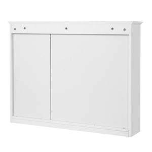 English Elm 36'' Modern Medicine Cabinet Wall Mounted Mirror with Adjustable Shelf, MDF Durable Storage, White N710P322791K