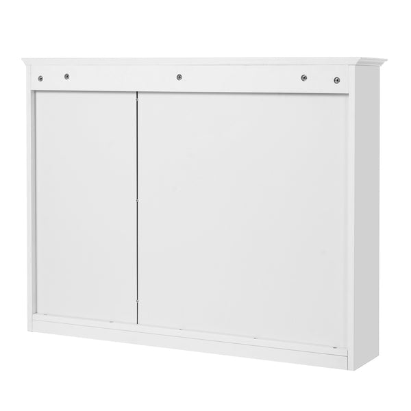 English Elm 36'' Modern Medicine Cabinet Wall Mounted Mirror with Adjustable Shelf, MDF Durable Storage, White N710P322791K