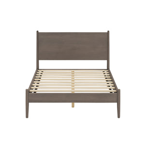 English Elm Mid-Century Full Size Wooden Platform Bed In Elegant Gray Finish - Stylish, Durable & Minimalist Design B016S00029