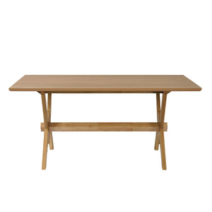 English Elm Christopher Knight Home® - 63" Double V Dining Table with Solid Wood Base, Farmhouse Rustic Grain, Seats 6, Durable Dovetail Craftsmanship Natural N771P330587A