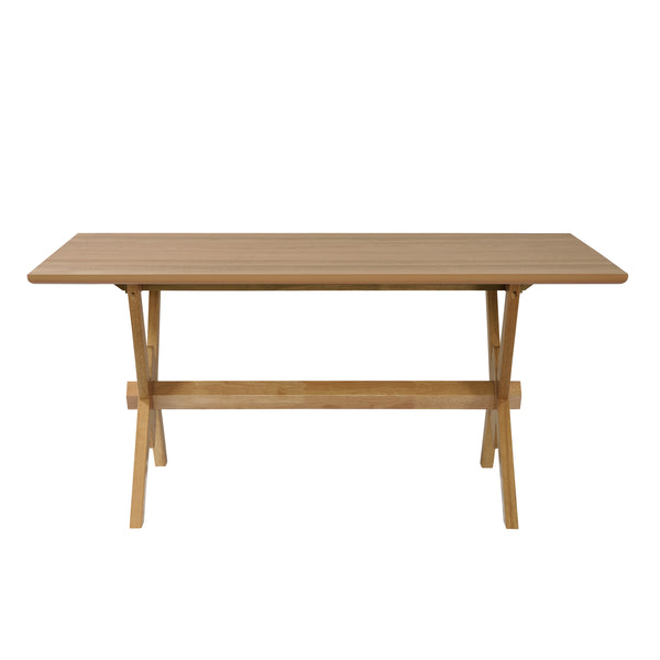 English Elm Christopher Knight Home® - 63" Double V Dining Table with Solid Wood Base, Farmhouse Rustic Grain, Seats 6, Durable Dovetail Craftsmanship Natural N771P330587A