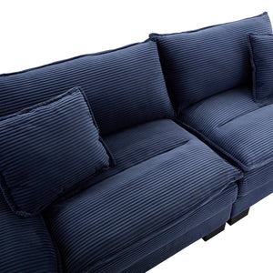 English Elm Corduroy Stylish Sleeper Sofa Loveseat with Dual-Layer Cushions & Two Support Pillows, Sturdy Frame Blue W676P184142