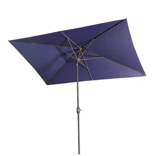 English Elm 6.5 X 10 Ft Rectangular Outdoor Patio Umbrella with Crank Tilt Uv Resistant Canopy Navy Blue B082P454958