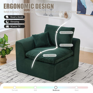 English Elm UNITED Cloud Couch Modular Sectional Sofa with Corduroy Cover, Ergonomic 2-Seater, No Assembly Needed Emerald W1568P371119