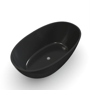 English Elm 55 Inch Freestanding Solid Surface Soaking Tub Matte White Ergonomic Bathtub W1613P351367