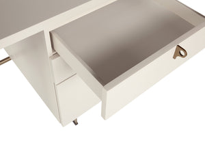 Sunpan Celine Desk - Stylish Cream Finish with Antique Brass Accents, Perfect for Elegant Workspaces