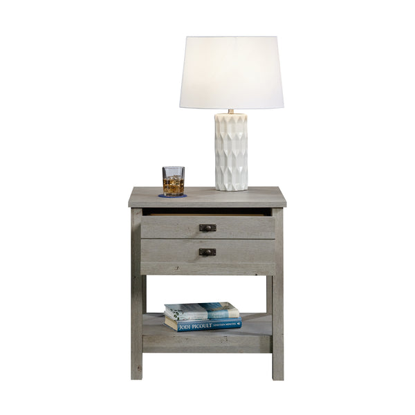 English Elm Night Stand - Versatile Brown Finish With Storage Drawer And Open Shelf For Bedroom Essentials B356P402748