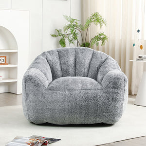 English Elm Bean Bag Chair – Cozy Faux-Fur Sofa With Armrests, High-Density Foam, Stylish For Living Room & More W2200P313806