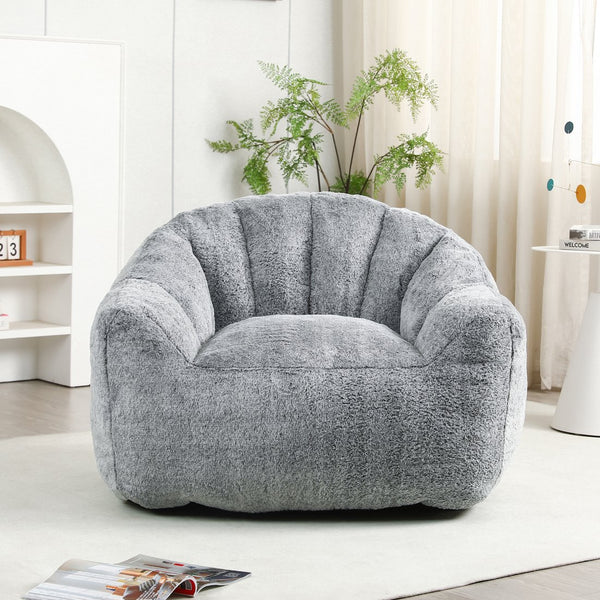 English Elm Bean Bag Chair – Cozy Faux-Fur Sofa With Armrests, High-Density Foam, Stylish For Living Room & More W2200P313806