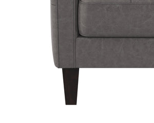 Sunpan Karmelo Armchair - Timeless Italian Design in Luxurious Aniline Leather with Solid Beech Wood Legs Vintage Charcoal Leather