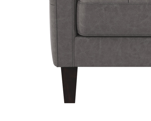 Sunpan Karmelo Armchair - Timeless Italian Design in Luxurious Aniline Leather with Solid Beech Wood Legs Vintage Charcoal Leather