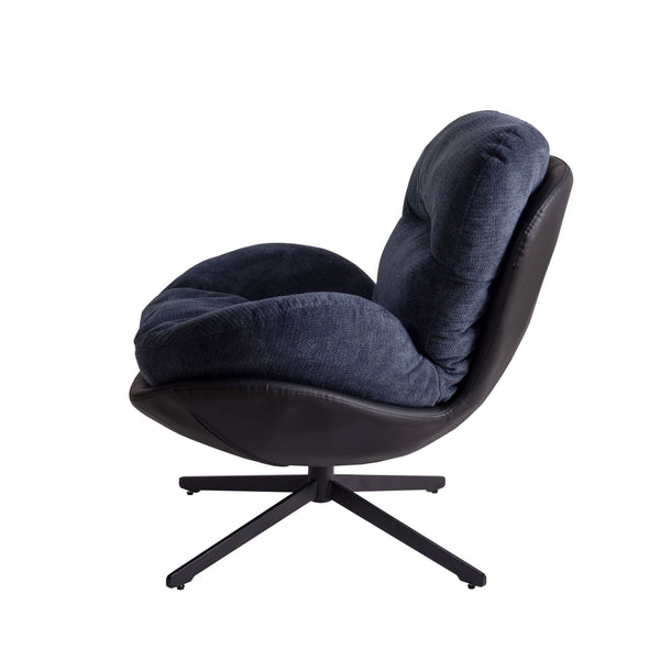English Elm Christopher Knight Home® - 360° Swivel Office Chair Chenille and Faux Leather Accent with Metal Base, Ergonomic Plush Seating for Home and Office Black,Navy Blue N817P205024B