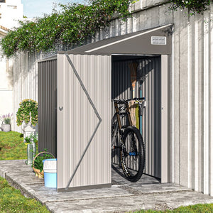 English Elm Campcraft Metal Storage Shed with Sloped Roof Ventilation and Weather Resistant Steel Panels Dark Gray W1598S00046