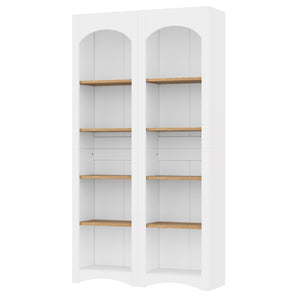 English Elm On-Trend 5 Tier Farmhouse Bookshelves Set Of 2, Stylish Two-Tone Storage Cabinets With Adjustable Shelves N721P245734K-GIGA