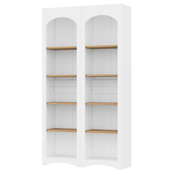 English Elm On-Trend 5 Tier Farmhouse Bookshelves Set Of 2, Stylish Two-Tone Storage Cabinets With Adjustable Shelves N721P245734K-GIGA
