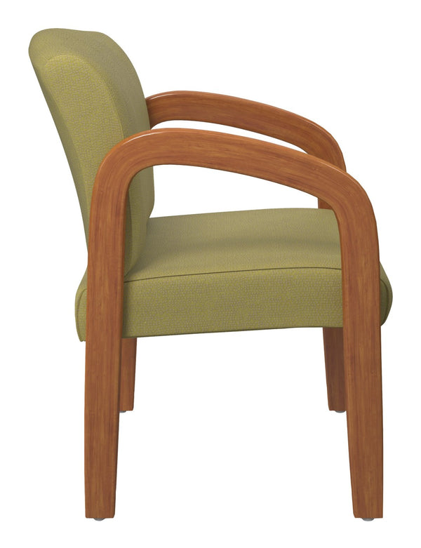 OSP Home Furnishings Medium Oak Wood Visitor Chair with Lumbar Support Taupe Upholstery for Office Waiting Areas WD380-K010