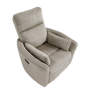 English Elm Taupe Corduroy Swivel Glider Recliner Chair with 360° Rotation, Smooth Recline, Plush Cushioning for Living Room Comfort and Style B011P383306