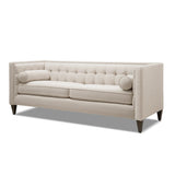 English Elm Jack 84" Modern Tuxedo Tufted Sofa, Sky Neutral Beige Polyester