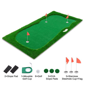 English Elm Golf Practice Cage with Powder Coated Steel Frame Double Layer Net Backyard Training W1422P289866