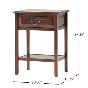 English Elm Christopher Knight Home® - End Table - Classic Brown Rubber Wood Design With Storage Drawer And Lower Shelf For Versatile Use N771P269301W