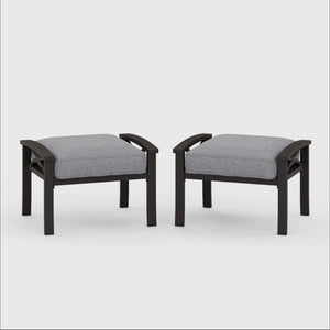 English Elm 8-piece Outdoor Conversation Set 9 Seat Steel Patio Sofa with Thick Cushions Tables Gray B082S00124