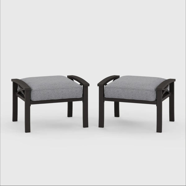English Elm 8-piece Outdoor Conversation Set 9 Seat Steel Patio Sofa with Thick Cushions Tables Gray B082S00124
