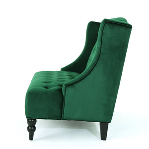 English Elm Christopher Knight Home® - LOVESEAT Emerald Velvet Wingback with Button-Tufted Diamond Stitch, Durable Wrinkle-Resistant Comfort 92 61186.00NVLTEMD