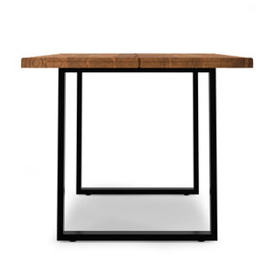 English Elm Fieldcrest Solid Acacia Dining Table with Live Edge Top and Black U-Shaped Iron Legs, 72" Natural B136P203502