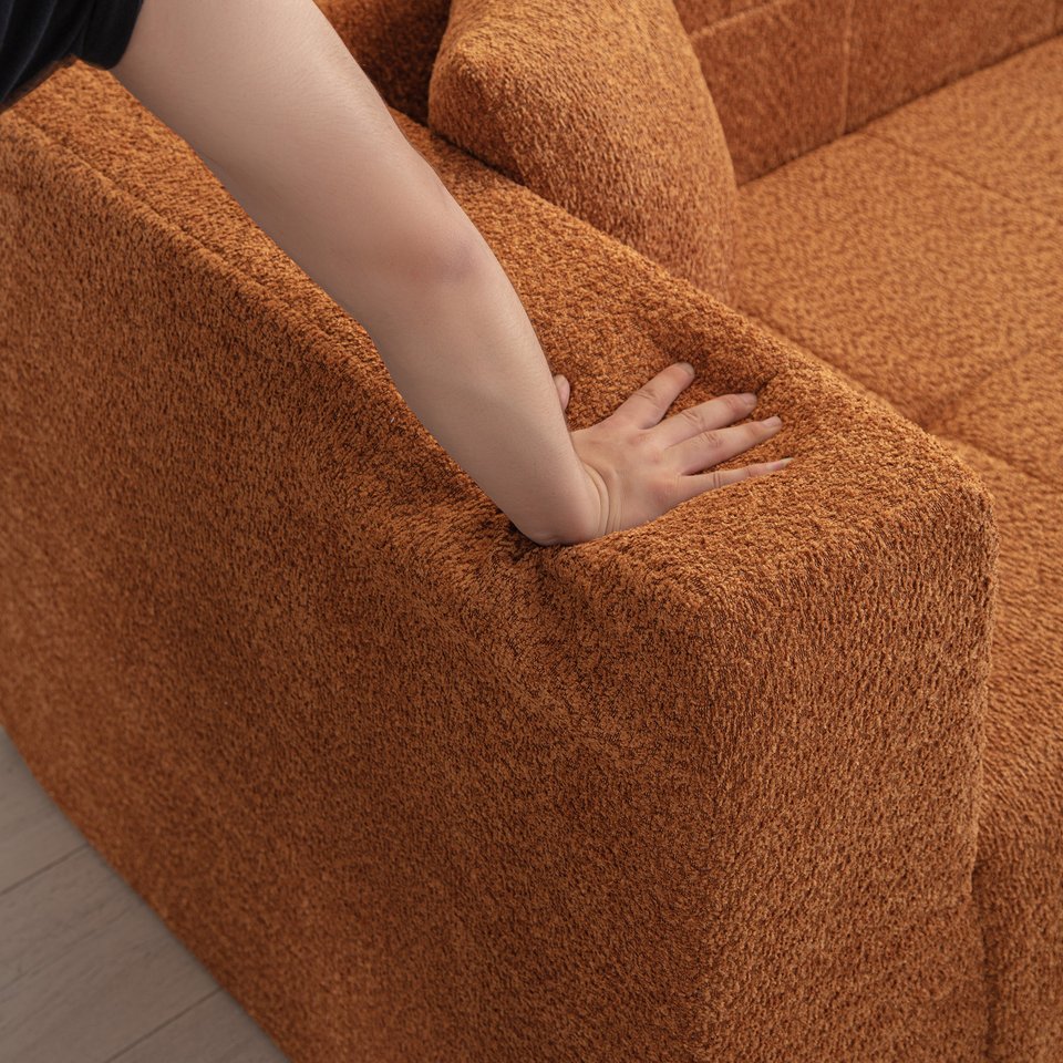 English Elm 105.5" Modular L-Shaped Sectional Floor Couch with Deep Tufted Seats, Brown Foam-Polyester Comfort W848S00041