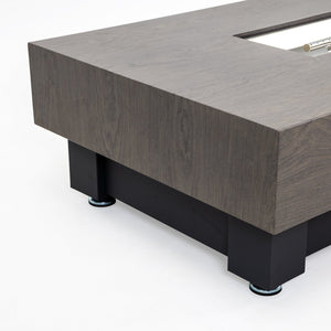 English Elm 60-INCH Modern Fire Pit Table with Stainless Steel Burner, Rain Cover, Propane Heater for Patio Gatherings Black,Walnut W3131P333699
