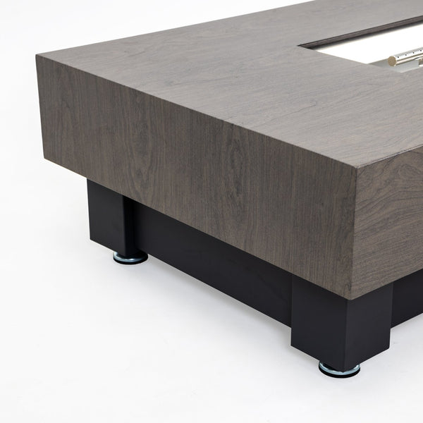 English Elm 60-INCH Modern Fire Pit Table with Stainless Steel Burner, Rain Cover, Propane Heater for Patio Gatherings Black,Walnut W3131P333699
