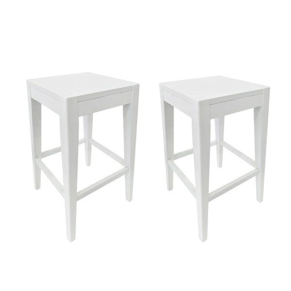English Elm Christopher Knight Home® - COUNTER White Fabric Counter Stool Set of 2 — Farmhouse Handcrafted Wooden Look, 25.75"H, Easy Assembly 64541.00WHI